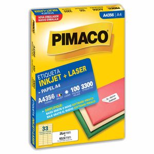 Etiqueta A4356 25x63mm Inkjet Laser 3300 Pimaco - 100FL