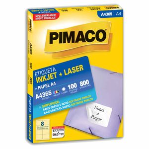 Etiqueta A4365 67x99mm Inkjet Laser 800 Pimaco - 100FL