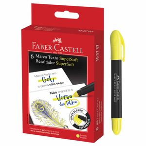 Caneta Marca Texto Gel Amarelo Supersoft 5728 / 6 unidades / Faber-Castell