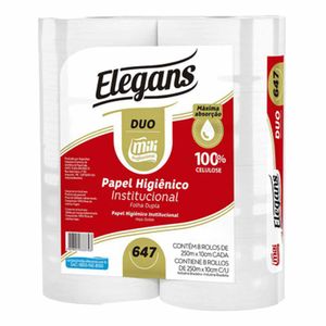 Papel Higiênico Institucional Elegans 250 metros Folha Dupla 0647 Mili - 8RL