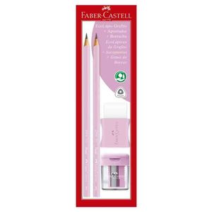 Kit Escolar 3x1 Rosa Pastel 1205 Faber-castell - 4PCS