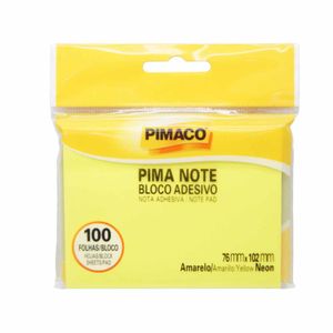 Bloco Adesivo 7,6x10,2cm Amarelo Neon 100 folhas / bloco / Pimaco