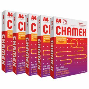 Papel A4 75 g/m² 500 Folhas Branco 3005 Chamex - 5PC