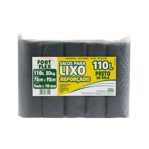 Saco Lixo 110 Litros 75x92cm Preto Reforçado 1665 Fort lar - 100UN