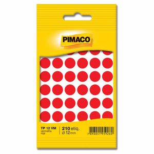 Etiqueta Redonda TP-12 12mm Vermelho 210 Pimaco - 5FL