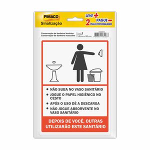 Adesivo Sinalizador Banheiro Masculino Feminino 14x19cm 1748 Pimaco - CT