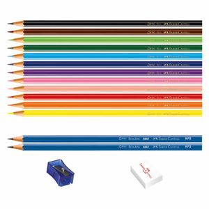 Lápis de Cor 12 Cores + Kit Escolar 01122N Faber Castell Faber-castell - EST