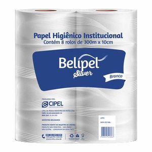 Papel Higiênico Institucional Branco 300 metros Silver 8363 Belipel - 8RL