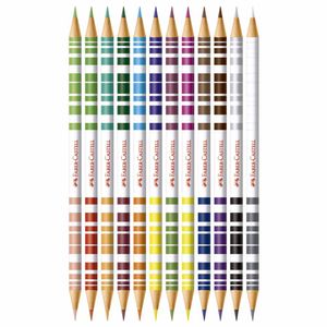 Lápis de Cor Bicolor 12 Cores + 2 Lápis + Borracha e Apontador 6122 Faber-castell - EST