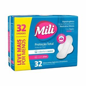 Absorvente com Aba Proteção Total Suave 1299 Mili - 32UN