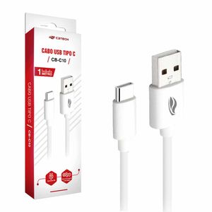 Cabo USB Tipo C 1M 3A Branco C3 Tech C3 tech - UN