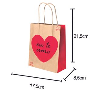 Sacola Papel 17,5x21cm com Alça Eu Te Amo 5126 Lc embalag. - 10UN