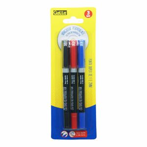 Caneta permanente CD/DVD Ponta Dupla 3 cores 0539 Make+ Make+ - 3UN