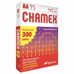 Caixa Papel A4 75g 300 Folhas Branco Chamex - 8 Pacotes