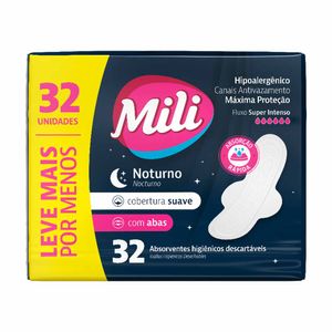 Absorvente com Aba Noturno Suave 1301 Mili - 32UN