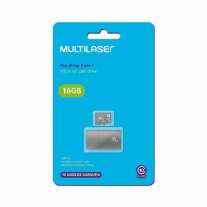 Cartão 32GB Micro SD com Adaptador 2x1 MC163 Multilaser - UN