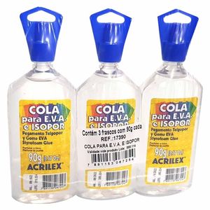 Cola Isopor E.V.A 90g Transparente 173390 Acrilex - 3UN