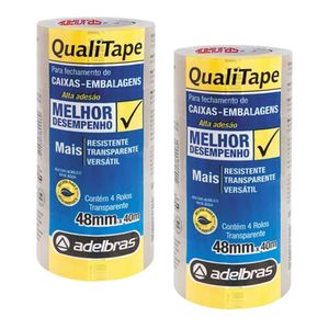 Kit Fita Empacotamento 48mm x 40m Transparente (PP) Adelbras - 8 Rolos
