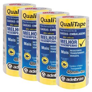 Kit Fita Empacotamento 48mm x 40m Transparente (PP) Adelbras - 16 Rolos