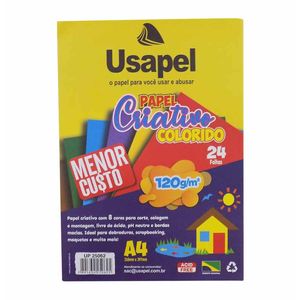 Papel Criativo A4 120g/m² 8 Cores 5062 Usapel - 24FL