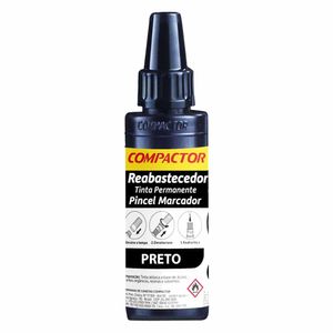 Tinta Reabastecedor Pincel Atômico 30ml Preta 1004 Compactor - 12UN