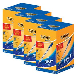 Kit Caneta Esferográfica Cristal Dura + 1,0 mm Azul Bic - 200 Unidades