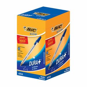 Kit Caneta Esferográfica Cristal Dura + 1,0 mm Azul + Vermelha Bic - 100 Unidades