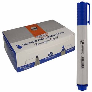 Pincel Marcador Quadro Branco Recarregável Azul CA6001 Brw - 12UN
