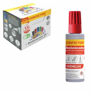 Tinta para Marcador Quadro Branco Vermelho 30ml 1002 Compactor - C/12UN