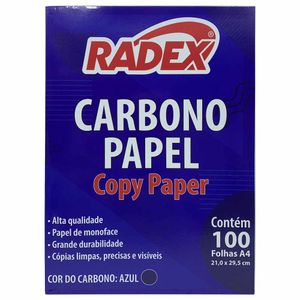 Papel Carbono 1 Face A4 Azul 609 Radex - 100FL