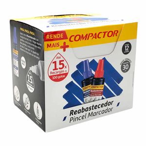 Tinta Reabastecedor Pincel Atômico 30ml Vermelho 1002 Compactor - 12UN