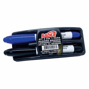 Apagador para Quadro Branco + 2 Pincel Azul e Preto 116 Radex - KT