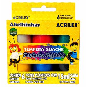 Tinta Guache 15ml Fant Metalic com 6 Cores 0200 Acrilex - EST