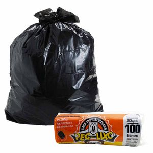 Saco Lixo 100 Litros 75x105 Preto M2 6141 Peg lixo - 20UN