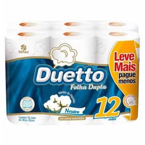Papel Higiênico Folha Dupla Com 30cm 0232 Duetto - 12RL