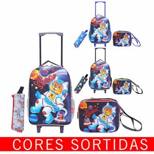 Kit Mochila de Rodinhas com Lancheira e Estojo Cat Space 0925 Rocie - KT