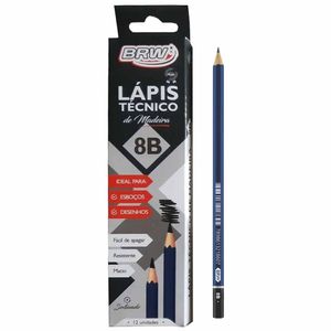 Lápis Preto 8B Técnico Sextavado LP0080 Brw - 12UN