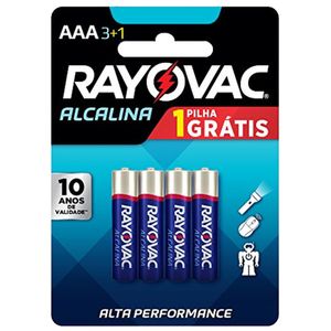 Pilha AAA Alcalina Leve 4 Pague 3 20324 Rayovac - 4UN