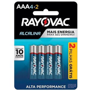 Pilha AAA Alcalina Leve 6 Pague 4 201917 Rayovac - 6UN