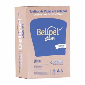 Papel Toalha Branco 200mx20cm Silver Bobina Belipel - 6 Rolos Belipel - 6RL