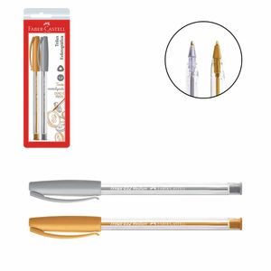 Caneta Esferográfica Triangular Trilux 1.0mm Prata e Ouro Faber-castell - 2UN