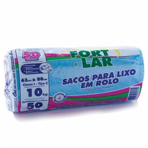 Saco Lixo 50 Litros 63x80cm Azul 20 Fort lar - 50UN