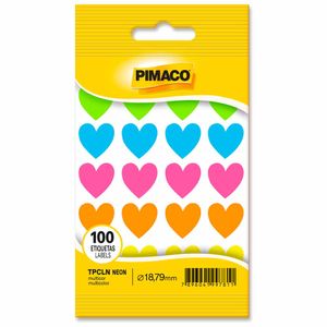 Etiqueta Adesiva Coração Neon com 100 unidades 0851 Pimaco - 5FL
