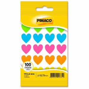 Etiqueta Adesiva Coração Neon com 100 unidades Pimaco - 5FL
