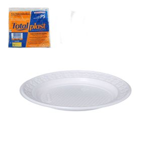 Prato Descartável 21cm Raso Branco 307 Totalplast - 10UN