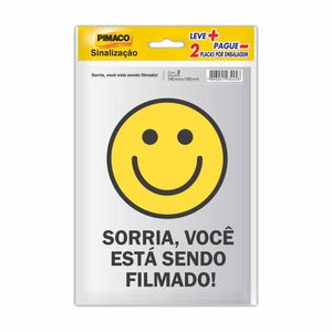 Adesivo Sinalizador Sorria Você Está Sendo Filmado 14x19 1745 Pimaco - UN