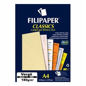 Papel Verge A4 120g/m² Marfim 1879 Filipaper - 30FL