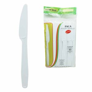 Faca Descartável Refeição Forte Branco 0021 Clean wave - 50UN