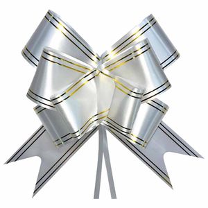Laço Pronto 11mmx20,5cm Branco Filete Dourado 5170 Make+ - 10UN