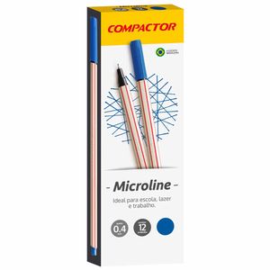 Caneta Hidrocor 0,4mm Microline Azul 6001 Compactor - 12UN